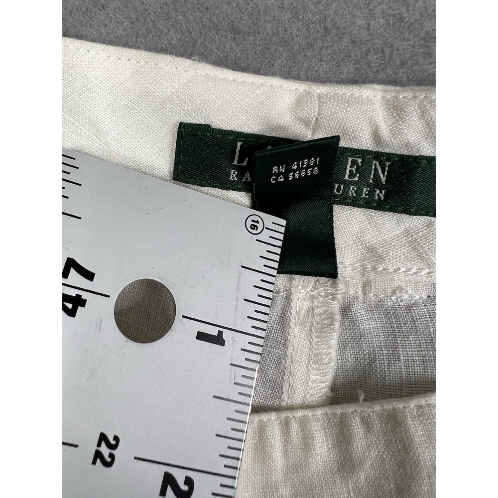 LAUREN Ralph Lauren Linen Pants Size 8 White side stripe Wide Leg Beach Cruise - Picture 9 of 9